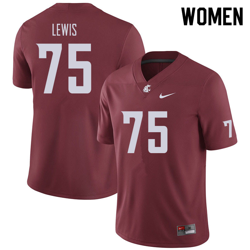 Women #75 Dylan Lewis Washington State Cougars Football Jerseys Sale-Crimson